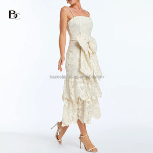 Commercio all'ingrosso di alta qualità abbigliamento Premium OEM/ODM fabbrica boutique di lusso 3D fiore con volant pizzo abito da Cocktail per le donne produttore - Product Image 1