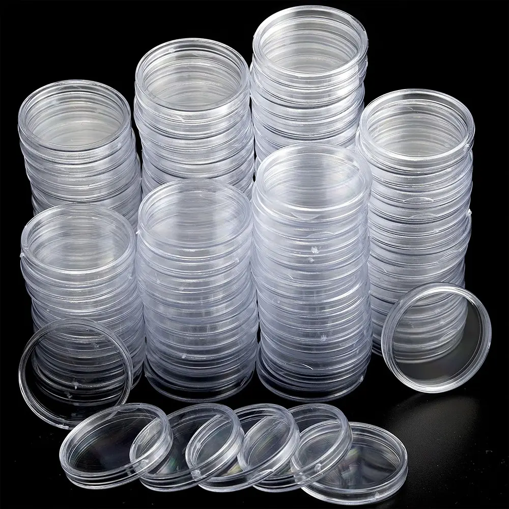 38Mm Ronde Plastic Muntcapsules Houder Stofdichte Zilveren Dollar Muntcapsules Hoge Transparantie Muntenverzameling Displaydoos