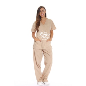Conjuntos de Uniformes Médicos de Moda para Mujer con Seis Bolsillos (Cuello en V y Pantalón Cargo) de Pierna Recta - Product Image 3
