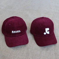 Topi Baseball Kasual Musim Dingin Berbahan Corduroy dengan Logo Bordir Kustom yang Laris Manis, Model 6 Panel Tanpa Struktur, Pinggiran Melengkung, untuk Wanita