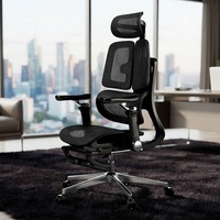 Chaise de bureau ergonomique moderne en maille avec accoudoirs réglables, siège coulissant, rotation à 360 degrés, réglage de la hauteur