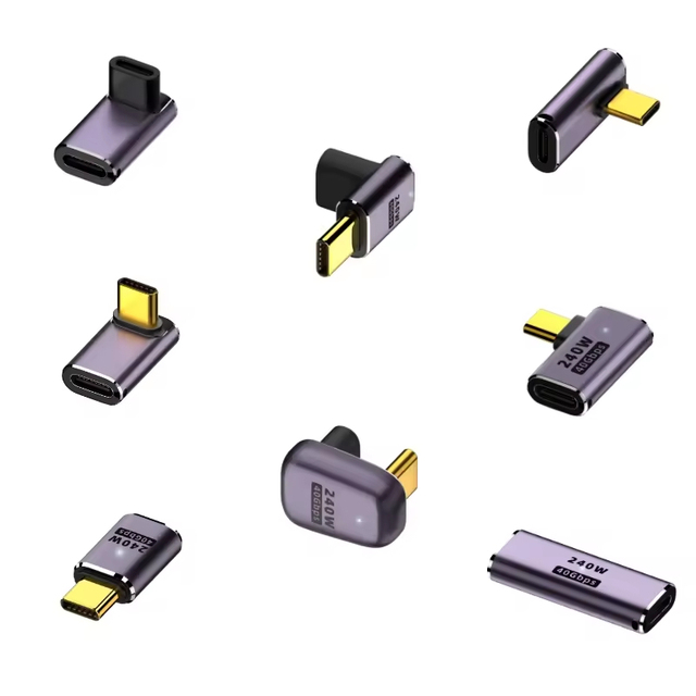 40Gbps Fast Data Charger Right Angle 90 Degree Type C Female to USB C Male PD 240W Adapter Converter for Universal Phone Laptop