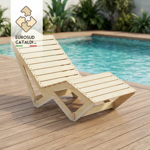 Incredibile chaise longue in legno di betulla naturale da 12mm con sistema ad incastro per soggiorno e centro estetico. - Product Image 2