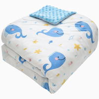 Baby-Beruhigungsdecke mit Ozean-Thema, dreilagig, schwer, sensorisch, Minky Dot, weiche Babybettwäsche, 100 % Polyester, vierfach gestrickt
