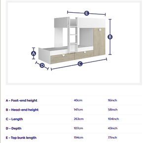 Lit superposé moderne en <span class=keywords><strong>bois</strong></span> bicolore pour enfants avec échelle, tiroirs sous le lit, mini-armoire, rangement gain de place <span class=keywords><strong>et</strong></span> design écologique - Product Image 3