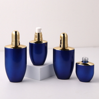 Ensemble d'emballage cosmétique en verre 30ml 40ml 100ml 120ml Embouteilleur à pompe de lotion bleue 20g 50g Ensemble de pots de crème de soin de la peau
