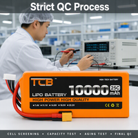 Batterie LiPo TCB 10000mAh 2S-12S 7.4V-44.4V 25C-100C à décharge élevée pour drone FPV, quadricoptère, avion RC, voiture RC