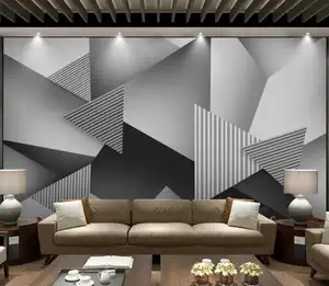 Zhihai Eenvoudige Euro Zilver Grijs Effen Geometrische Achtergrond Muur Abstracte Stijl Tv Achtergrond Muur 3d Behang