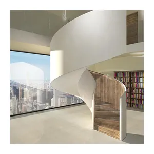 Escalera moderna de Interior y Exterior para espacios pequeños, barandilla inoxidable, banda de rodadura abierta, escalera redonda de Metal en espiral para exteriores