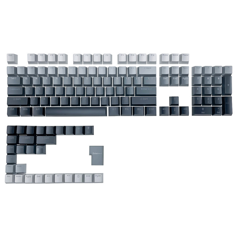 CAPXXX Tastenkappen Set – 130 Tasten, PBT+PC, Farbverlauf Blau, Mit L-förmigem RGB-Fenster