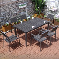 Ensemble de table et de chaises de salle à manger et d'hôtel en WPC moderne et durable pour l'extérieur, résistant aux intempéries, écologique, meubles de loisirs pour balcon