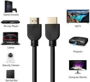 HDMI Kabel HDMI Portabel, Kabel HDMI Warna Hitam Portabel 1M 2M 4M 10M 2K 4K 2.0 1080P untuk Komputer TV