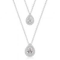 Collier double couche en bambou avec pendentif goutte d'eau et perles pour femme – Style superposé tendance – Ras-de-cou – Meilleure vente sur eBay