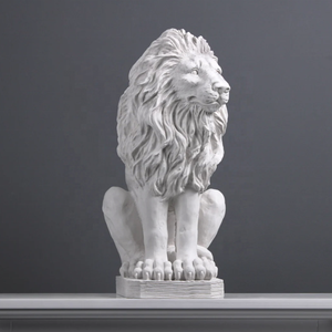 รูปปั้นรูปปั้นรูปปั้นสัตว์หินอ่อนแกะสลัก<span class=keywords><strong>หน้า</strong></span>ประตูบ้านสิงโตสีขาวสำหรับสวนกลางแจ้ง - Product Image 2