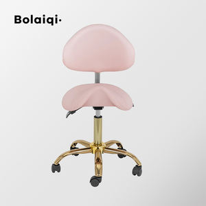 BOLAIQI Hochwertiger Rollhocker aus Rosa Leder für Schönheitssalons und Spas mit Verstellbarer Rückenlehne und Neigungsfunktion - Product Image 2