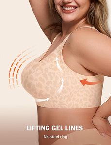 Sujetador de gel de cobertura total para tallas grandes, sin aros, con realce lateral, antideslizante, con tirantes anchos ajustables, transpirable, ropa interior femenina - Product Image 5