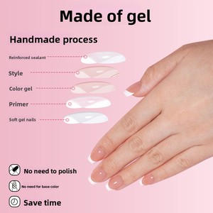 Uñas Postizas Francesas Cortas Cuadradas Brillantes, Uñas Artificiales al por Mayor para Uso Diario y Salones de Belleza - Product Image 2