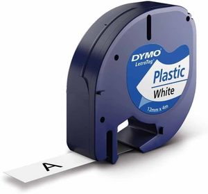 Cinta Adhesiva Multiusos Original <span class=keywords><strong>DYMO</strong></span> S0721660 91221 de 12 mm x 4 m, Impresión en Negro sobre Blanco, para la Impresora de Etiquetas LetraTag - Product Image 1
