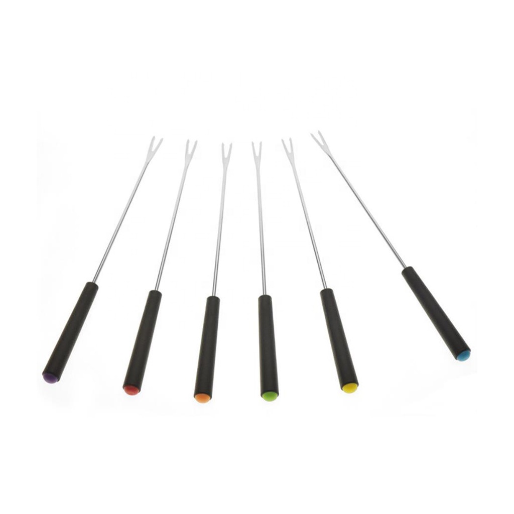 Пластиковые ручки из нержавеющей стали, вилки для сыра и фондю