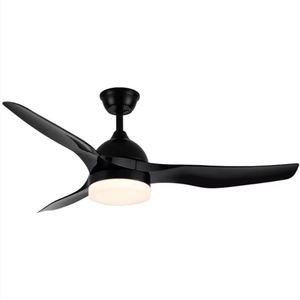 Ventilador de Techo Moderno para Exteriores de 52 Pulgadas, Color Negro, con Luz LED, 3 Aspas de ABS, Control Remoto Inteligente de CC, Cuerpo de Hierro Atenuable - Product Image 1