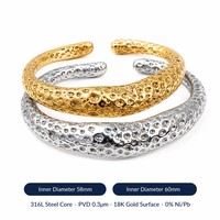 Bracelet manchette massif martelé plaqué or PVD 18 carats haut de gamme, bijoux de mode tendance en acier inoxydable pour femmes, cadeaux de fête, vente en gros
