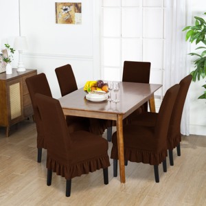 <span class=keywords><strong>Set</strong></span> di <span class=keywords><strong>6</strong></span> elastici Spandex <span class=keywords><strong>coprisedie</strong></span> con gonna per cucina sala da pranzo - Product Image 1