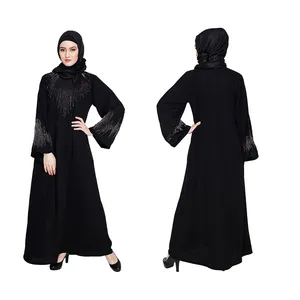 7063 dubai grosir pasar desain mode mewah depan Dekat abaya dubai hitam kain premium manik-manik indah gaun wanita abaya