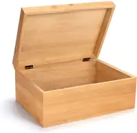 גדול עץ קופסא עם מכסה צירים-שחור סטאש עץ אחסון תיבת-דקורטיבי קופסות עם מכסים
