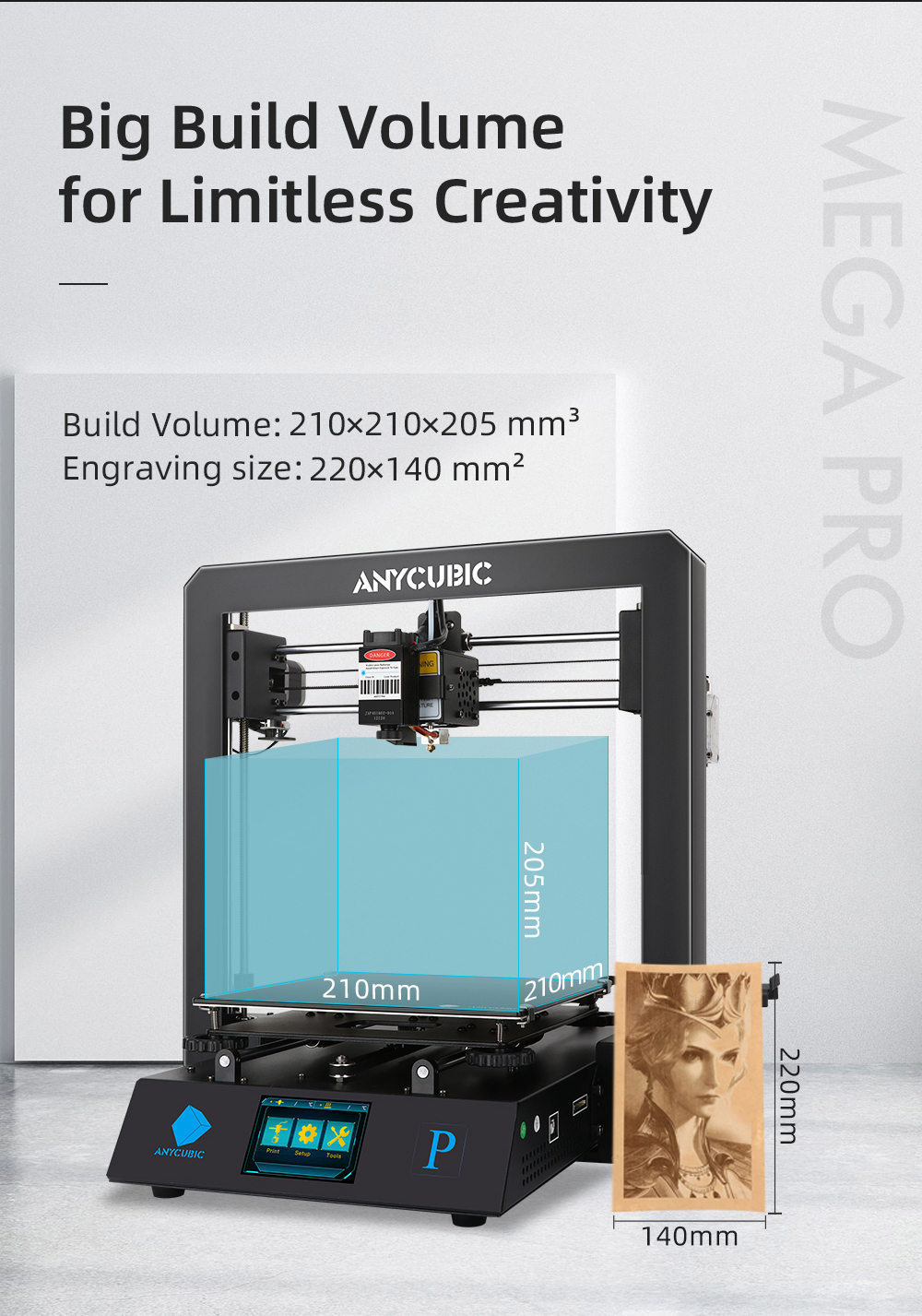 ANYCUBIC Mega Pro 3d Printing Laser Engraving 2-in-1 Metal Frame