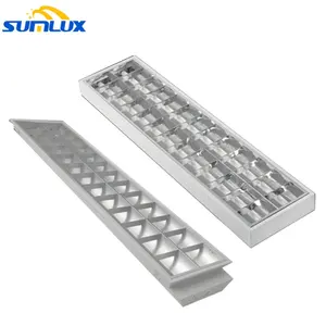 Accesorio de iluminación clásico de 54w, lupas de rejilla de aluminio montado en superficie de techo de 1200mm, panel de luz, 2x4 pies, T5/T8, ahorro de energía