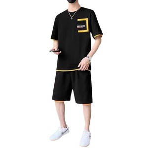 Conjunto Deportivo de Verano para <span class=keywords><strong>Hombre</strong></span>, Camiseta de Manga Corta y Pantalones Cortos, Estilo Casual Holgado de Dos Piezas, Atuendo <span class=keywords><strong>Elegante</strong></span>, 100% Fibra de Bambú Ecológica - Product Image 5