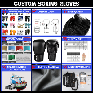 Guantes de Boxeo de Cuero Vacuno Genuino para Entrenamiento, Negros, 12oz 14oz, Duraderos, Ajustables, Personalizados con Logotipo - Product Image 5