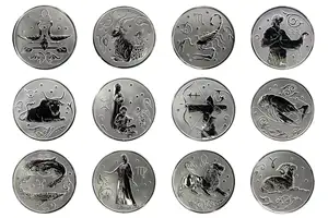 Exquisite 12 Constellations Commemorative Coin Plated 1 Color Print Metal Crafts Product