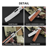 Couteau pliant traditionnel OEM avec manche en bois de rose sculpté, pratique et portable, pour la survie en extérieur