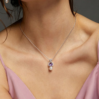 Collier pendentif ovale en argent sterling 925 avec améthyste et perle Xinyun