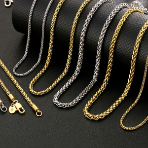 Collier en acier inoxydable plaqué or 14K, 2mm 3mm 4mm, pour femmes et hommes, personnalisable, tendance, avec maillons Rolo, Câble, Franco, Box, Blé - Product Image 2