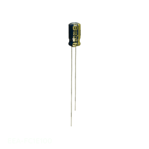 Distribuidor Autorizado: Condensador de Orificio Pasante CAP ALUM 10uF 20% 25V RADIAL TH 10 uF EEA-FC1E100 - Product Image 1