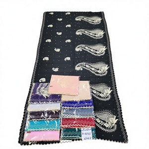 Wholesale Women Chiffon <b>Shawl</b> Paisley Embroidered Rhinestone Lightweight Breathable Scallop Edge OEM ODM Custom - Product Image 2