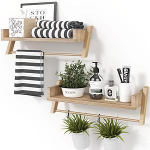 Custom-made wooden <b>wall</b>-mounted bathroom toiletries organizer and solid wood kitchen <b>spice</b> <b>rack</b> - Product Image 1