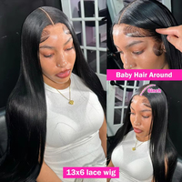 Pelucas de Cabello Humano Liso Extremo HD Transparente 13x6 Pre-Plucked Lace Frontal Wig 13x4 Sin Pegamento para Mujeres Negras