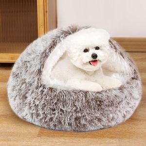 Wholesale 24-Inch Solid Luxury Faux Fur Fluffy Plush <b>Cave</b> Hooded Cat <b>Bed</b> CE Certified Sustainable Comfortable Washable Indoor - Product Image 6