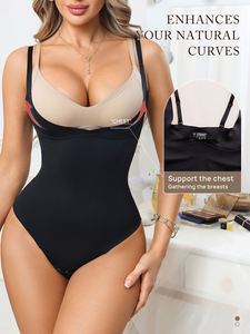 <span class=keywords><strong>Body</strong></span> sculptant noir pour femme, effet ventre plat, string, fermeture avant, bretelles fixes, sans couture, doux, respirant, usage quotidien - Product Image 3