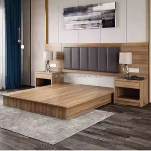 Hotel Furniture Bedroom Set Low Cost Wood Single <b>Twin</b> <b>Bed</b> <b>Frame</b> With Headboard Nightstand Desk Wardrobe for Budget Hotel Project - Product Image 2