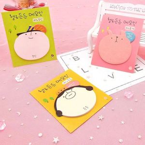 Notes autocollantes en papier en forme d'animaux mignons de dessins animés, blocs-notes adhésifs Kawaii, papeterie créative pour le bureau et l'école, cadeau de rappel - Product Image 1