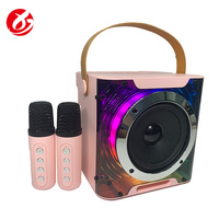 Çift kablosuz mikrofonlar ile ev açık eğlence Karaoke makinesi taşınabilir kablosuz hoparlör RGB LED Karaoke hoparlörü