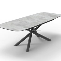 Ensemble de table à manger extensible en céramique pour le marché européen, avec pieds en métal et plateau en céramique sinterisée de 12 mm, effet marbre