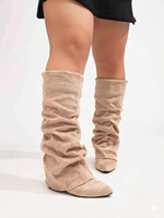 Bottes hautes à talon épais NO1 Pile-up, noires, avec fermeture éclair latérale, confortables, grandes tailles, printemps, automne, hiver, pour femmes