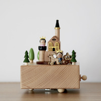 Boîte à musique carrousel gonflable en bois de haute qualité pour enfants, idéale pour les 2-7 ans, cadeau fait main par AZ-220 – Vente Flash