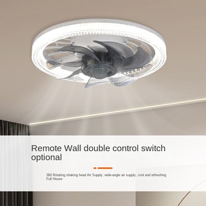 E27 <b>Socket</b> Ceiling Fan Lamp with Remote Control 3-Speed 7 Blades LED Crystal Dimmable Color Palette for Bathroom - Product Image 2