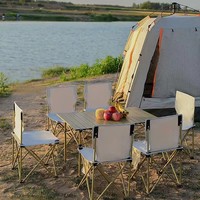 Table de camping pliante en métal pour l'extérieur